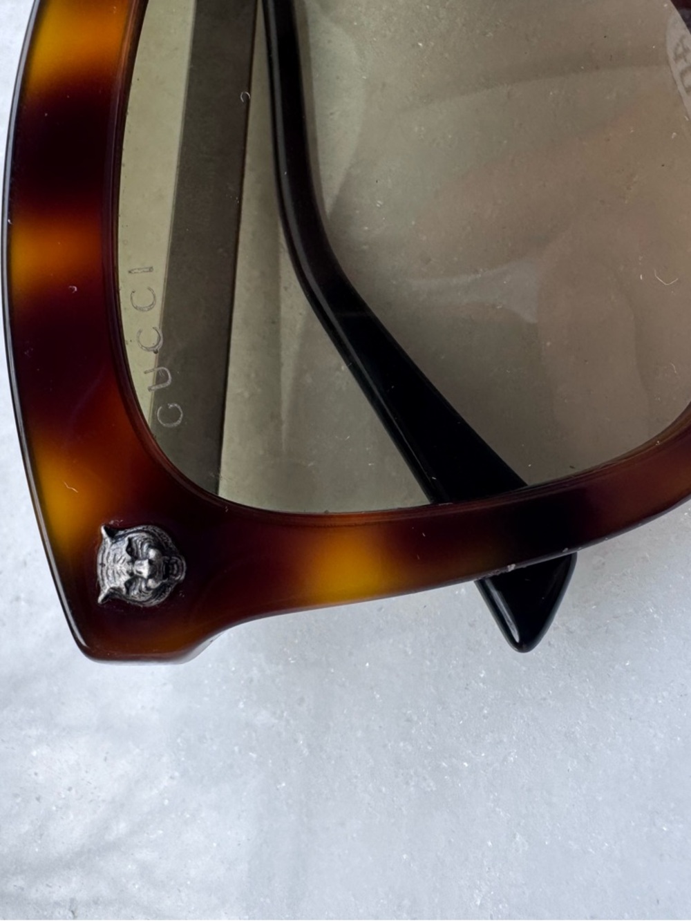 Gucci Tortoiseshell Sunglasses - Classic Core Collection Round/ Cats Eye Style View 3